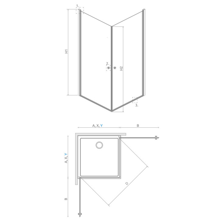 Koutu sprchový Radaway Eos KDJ B, pravá, 90x90cm, sklo čiré, profil chrom
