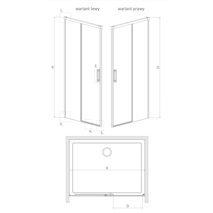 Dveře sprchové do niky Radaway Euphoria DWJ, levé, 130cm, sklo čiré, profil chrom