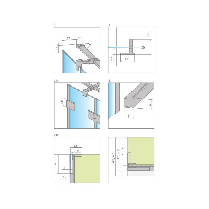 Část pravá koutu Radaway Essenza Pro Black PDD, 1000x2000mm, sklo čiré, zlatá profil
