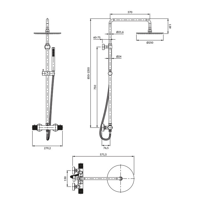 Termostatický system sprchový Omnires Contour