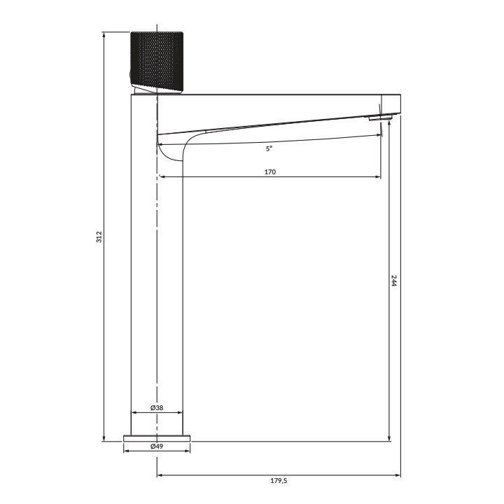 Termostatický system sprchový Omnires Contour, na stěnu, 2 wyjscia vody, horní sprcha kulatá 250mm, sluchátko 1-funkční, zlatá s