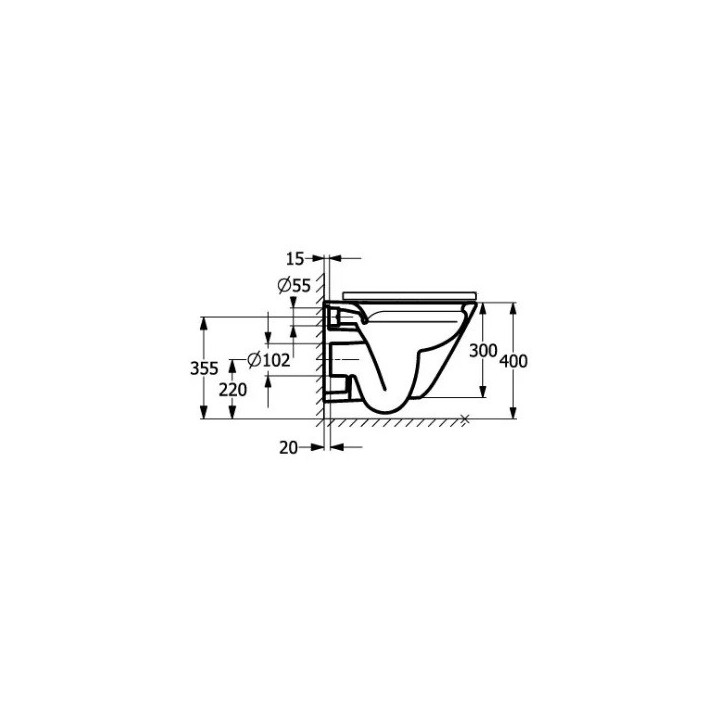 Mísa WC podvěsná, Roca Gap Square Rimless Compacto 48×34 cm - bílá
