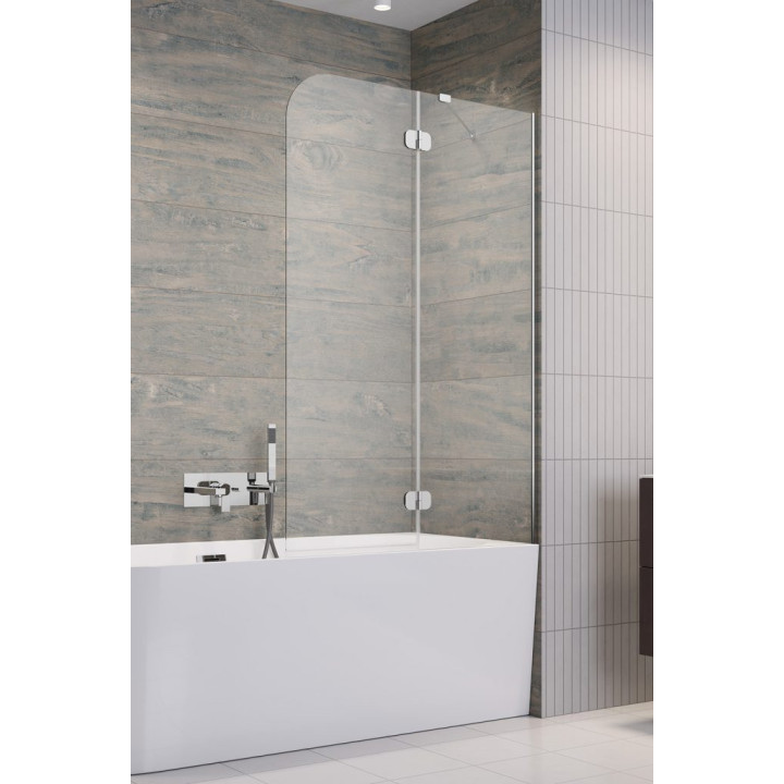 Vanová zástěna Radaway Essenza Pro White PND II, levý, sklo čiré, 140x150cm, bílý profil