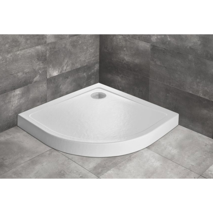Akrylátová sprchová vanička, čtvrtkruhový Radaway DOROS A 80x80, bílý