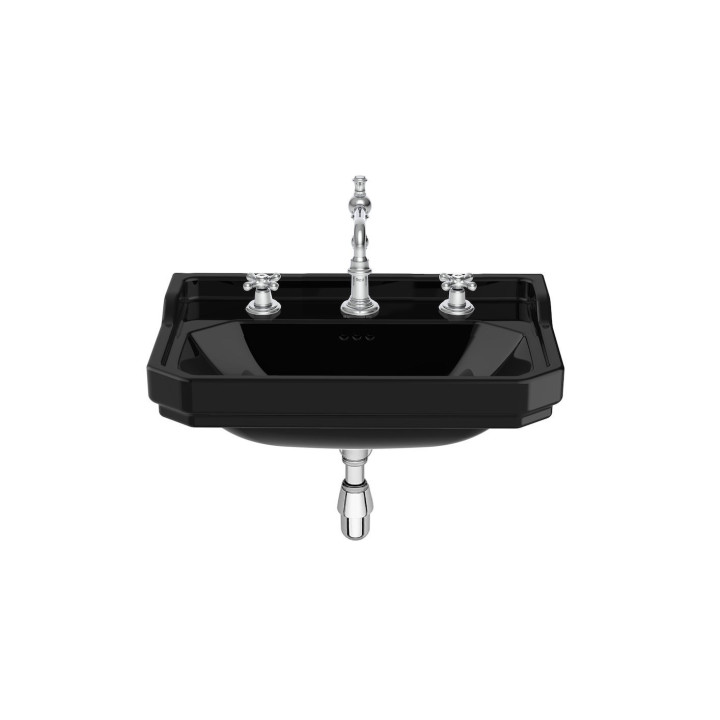 Závěsné umyvadlo Roca Carmen Black, 65x48cm, z přepadem, otvor na baterii, černá