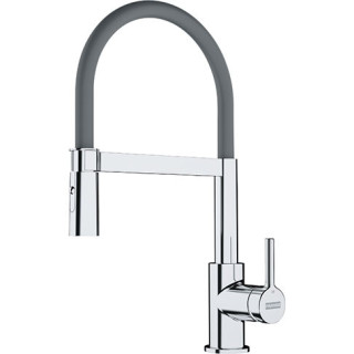 Dřezová baterie Franke Lina, stojící, výška 410mm, výsuvná sprcha s funkcí sprchy, šedá/chrom