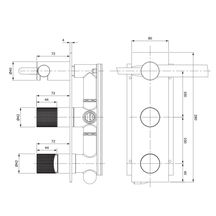 Sprchová baterie Omnires Contour, podomítková, 1 wyjście vody, chrom