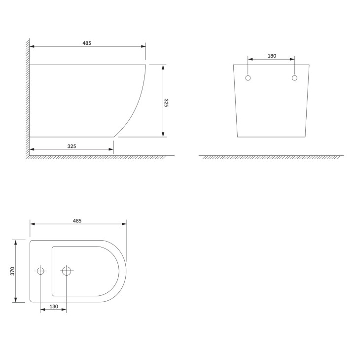 Závěsný bidet Omnires Ottawa, 49x37cm, z přepadem, bílý lesklá