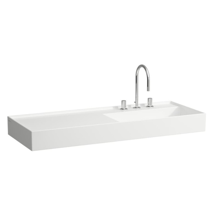 Umyvadlo stěnová Laufen Kartell by Laufen, 120x46cm, blat na levé straně, bez přepadu, ukryty odtok, otvor na baterii, bílý