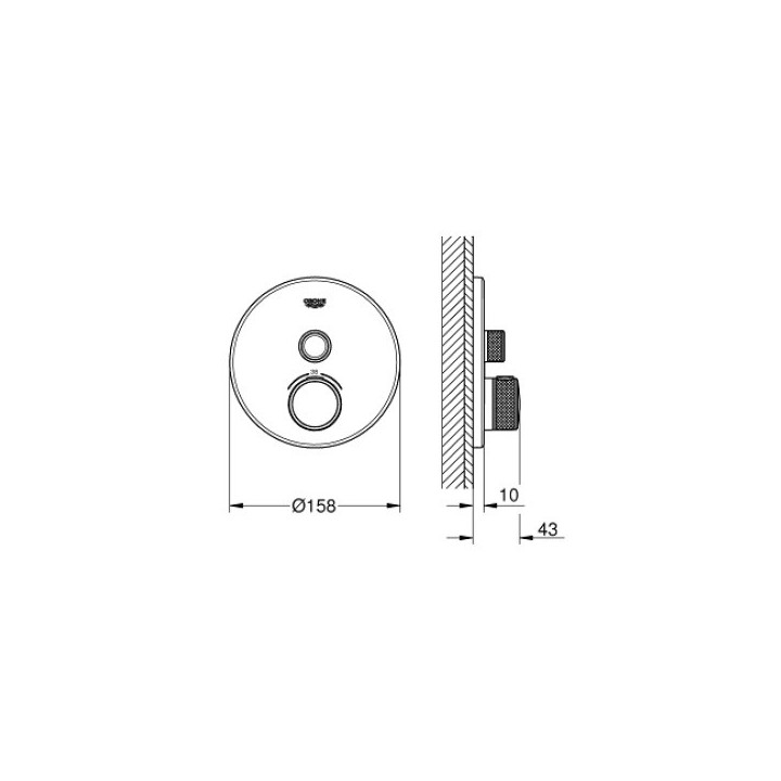 Baterie podomítková Grohe Grohtherm SmartControl termostatická 1-přijímač vody - brushed cool sunrise