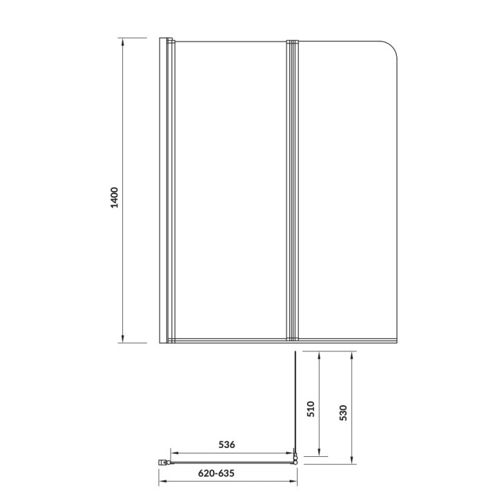 Vanová zástěna Cersanit Easy New, 140x115cm, dvoudílný, CleanPro, chrom