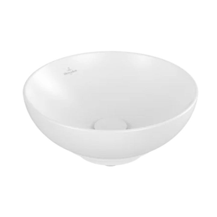 Umyvadlo na postavení na desku Villeroy & Boch Loop & Friends, kulatá, 38cm, bez přepadu, Weiss Alpin