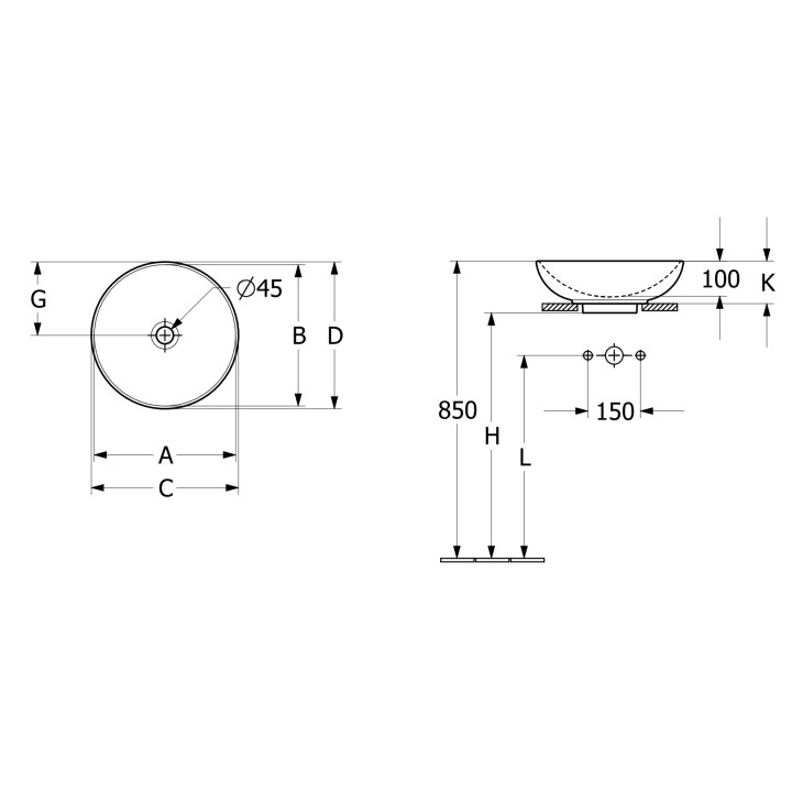 Umyvadlo na postavení na desku Villeroy & Boch Loop & Friends, kulatá, 38cm, z přepadem, Weiss Alpin CeramicPlus