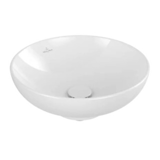 Umyvadlo na postavení na desku Villeroy & Boch Loop & Friends, kulatá, 42cm, z přepadem, Weiss Alpin