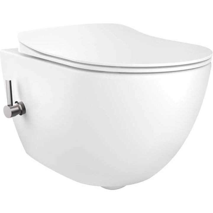 Mísa WC s funkcí bidetu Deante Peonia Zero, 51x36cm, závěsná, bezkołnierzowa, s baterií mieszaczową, bialy