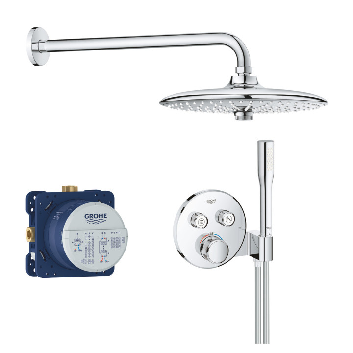 Podomítkový sprchový set Grohe Grohtherm Smartcontrol, termostatický, 2 výstupy vody, chrom