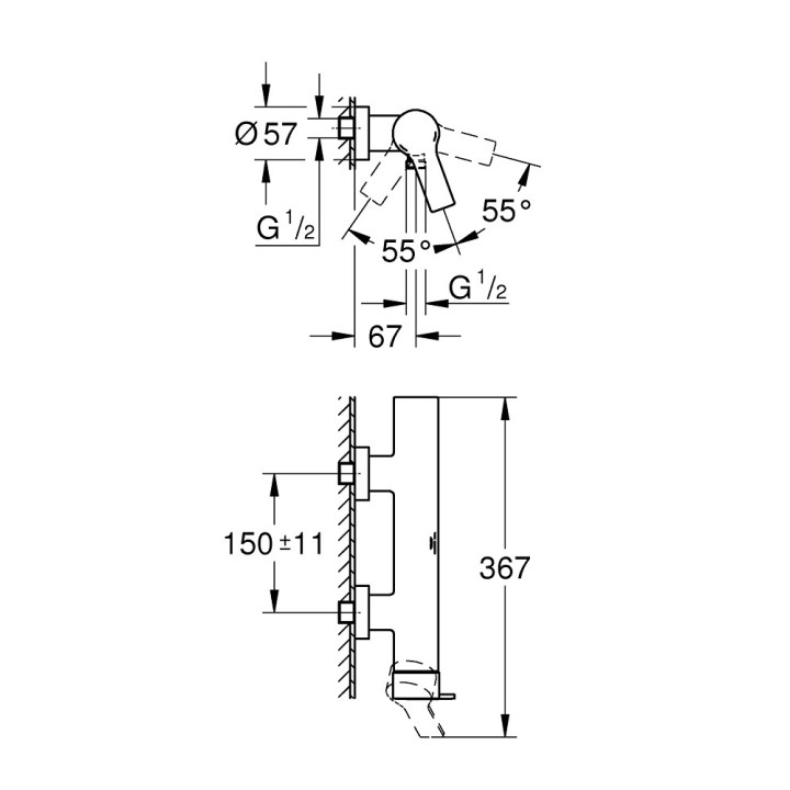 Bidetová baterie Grohe Allure, stojící, výtokové rameno 114mm, zátka automatický, chrom