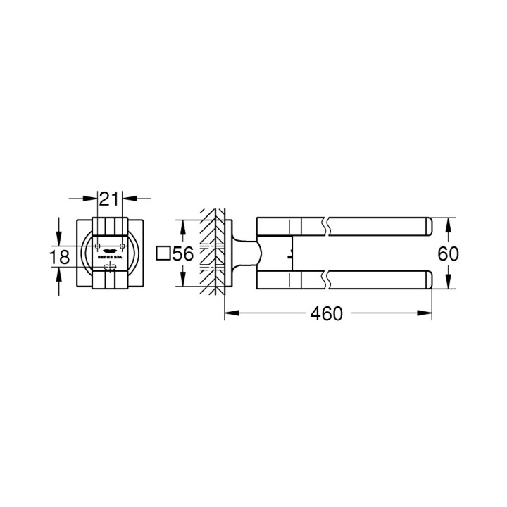 Věšák dvojitý Grohe Allure, 46cm, nástěnný, obracany, chrom