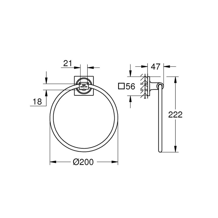 Věšák na ručník Grohe Allure, 62,5cm, nástěnný, chrom