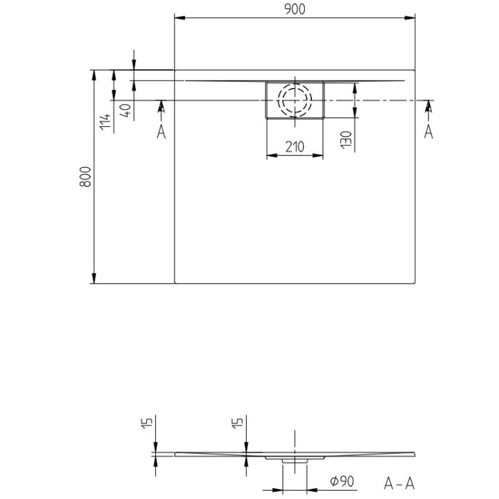 Sprchová vanička pravoúhlý Villeroy & Boch Architectura, 900x800mm, akrylát, Weiss Alpin