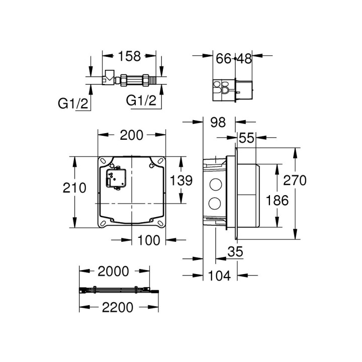 Puszka pro zástavbu podomítkové Grohe, dla baterii elektronicznej