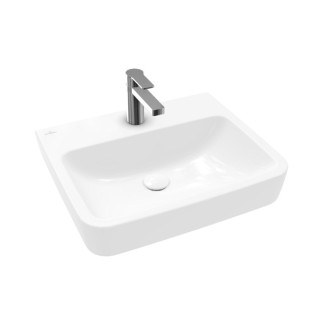 Umyvadlo na postavení na desku Villeroy & Boch O.novo, 55x46cm, z přepadem, otvor na baterii, Weiss Alpin