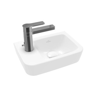Malá závěsné umyvadlo Villeroy&Boch O.novo, 36x25cm, z přepadem, otvor na baterii, Weiss Alpin