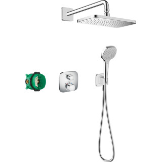 Sprchový systém Hansgrohe Raindance E 300 1jet ShowerSelect Square, podomítkový, baterie termostatická, horní sprcha 30x30cm, sl