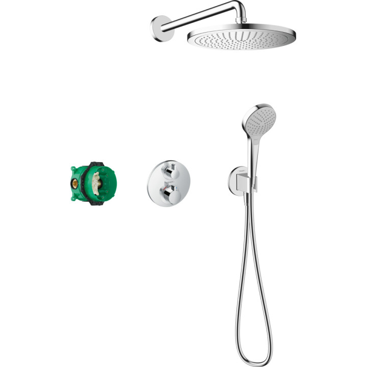 Sprchový systém Hansgrohe Croma E 280 1jet Ecostat E, podomítkový, baterie termostatická, horní sprcha 28x17cm, sluchátko 3-funk
