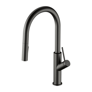 Baterie kuchenne Omnires Bend, stojící, výška 444mm, výsuvné i obracana výtokové rameno, zlatá