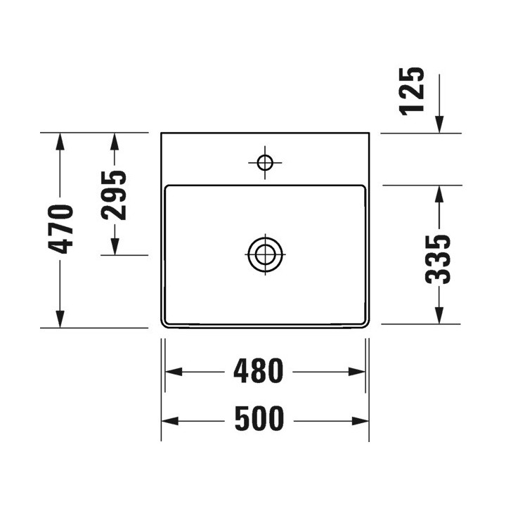 Umyvadlo nábytkové broušené Duravit DuraSquare, 80x47, bez otvoru pro baterii, bílá