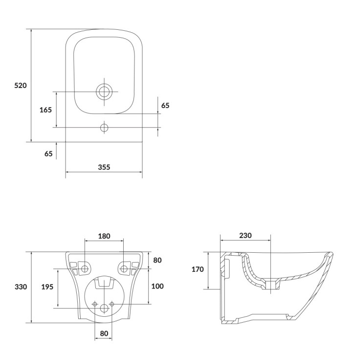 Bidet zavěsný Cersanit Larga Oval, 52x35,5cm, otvor na armaturu, bílý