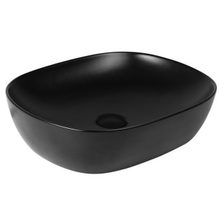 Umyvadlo na postavení na desku Oltens Hamnes, 49x39,5cm, bez přepadu, oválný, povlak SmartClean, černá matnáný