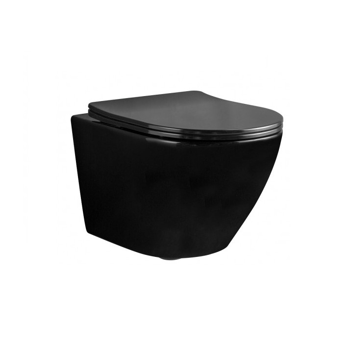 Závěsné wc WC Rea Carlo Mini Rimless Duroplast/Flat, 49x37cm, bez kołnierza, sedadlo s pozvolným sklápěním, bílá