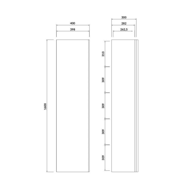 Sloupec boční Cersanit Larga, 160cm, dveře univerzální, 4 półki, bílý