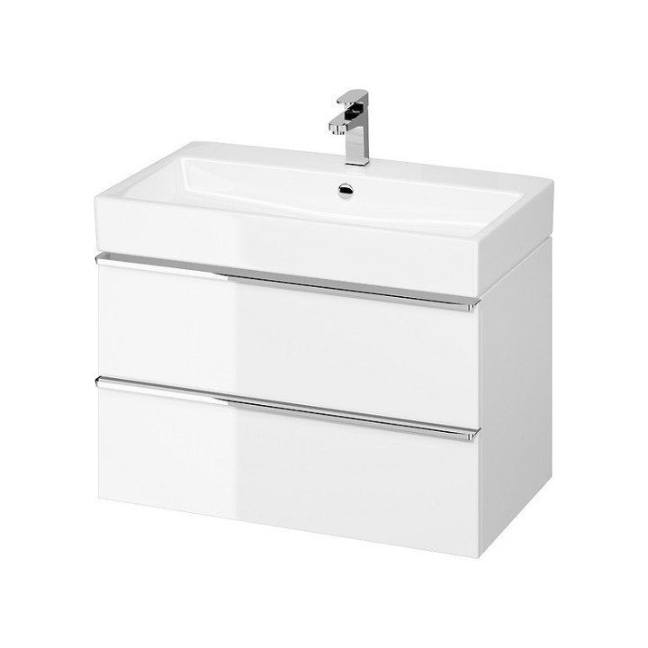 Skříňka pod umyvadlo Cersanit Virgo, 60cm, 2 szuflady, chromové uchwyty, bílý