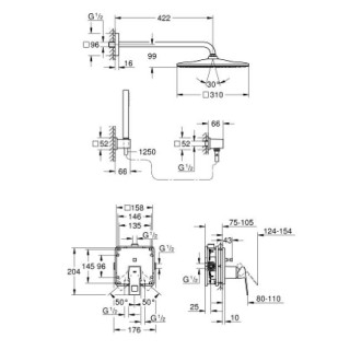 Sprchový set Grohe Tempesta 210, podomítkový, baterie termostatická, chrom