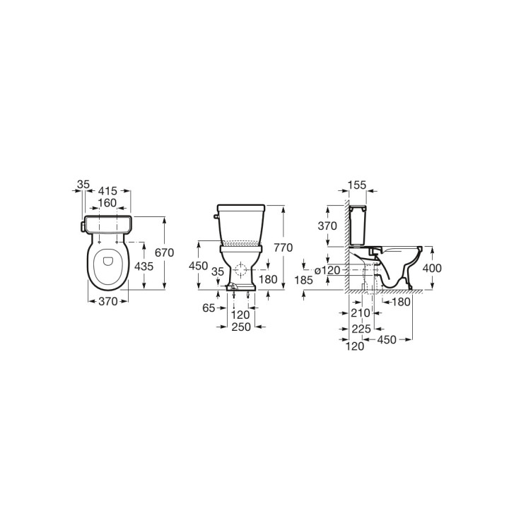Mísa WC Roca Carmen Rimless do kompaktu 67x37cm odtok dvojitý, bílý- sanitbuy.pl