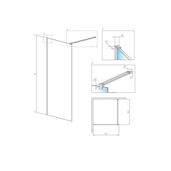 Sprchový kout Radaway Modo X I 120, przejrzysta, 1180x2000mm