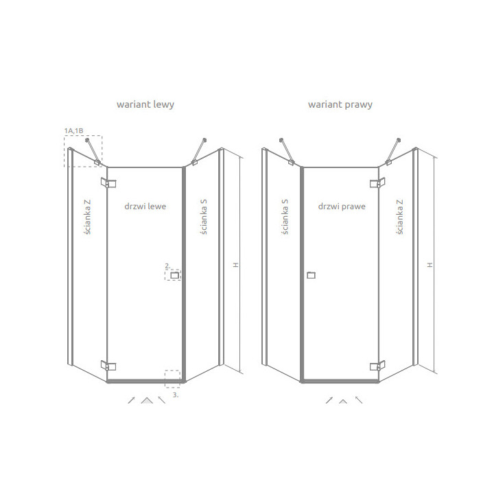 Čtvercový sprchový kout symetrická Radaway Essenza New Black PTJ 100x100 dveře levé, profil černá, sklo čiré- sanitbuy.pl
