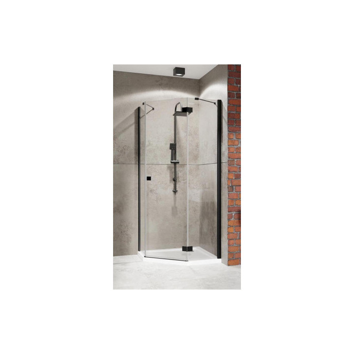 Čtvercový sprchový kout symetrická Radaway Essenza New Black PTJ 100x100 dveře levé, profil černá, sklo čiré- sanitbuy.pl