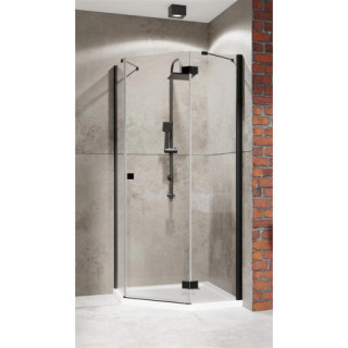 Čtvercový sprchový kout symetrická Radaway Essenza New Black PTJ 100x100 dveře levé, profil černá, sklo čiré- sanitbuy.pl