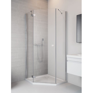 Čtvercový sprchový kout symetrická Radaway Essenza New Black PTJ 100x100 dveře levé, profil černá, sklo čiré- sanitbuy.pl