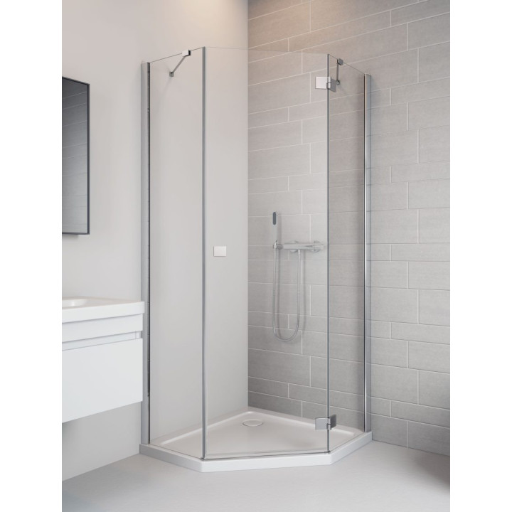 Čtvercový sprchový kout symetrická Radaway Essenza New Black PTJ 100x100 dveře levé, profil černá, sklo čiré- sanitbuy.pl