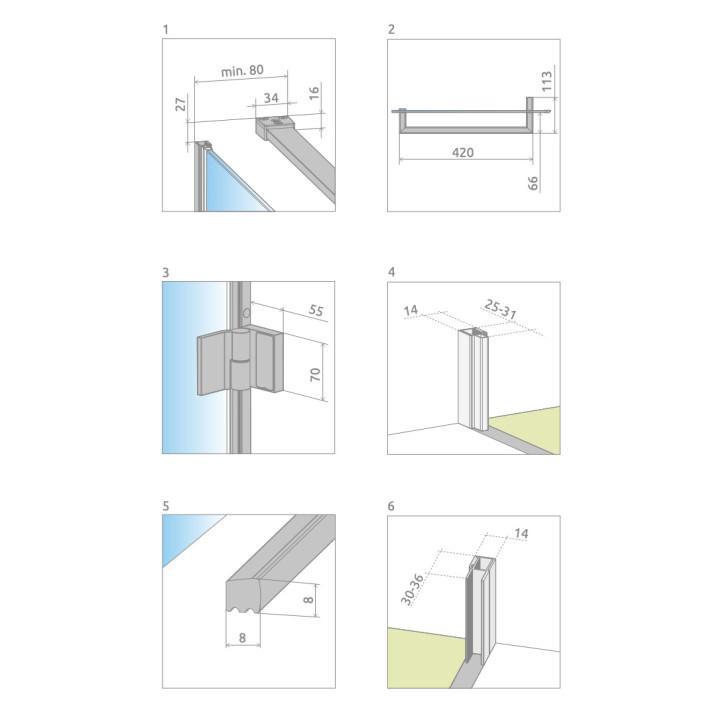 Dveře sprchové do niky Radaway Arta QL DWS, levé, na míru, 700-1500mm, sklo čiré, profil chrom