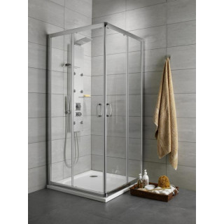 Čtvrtkruhový sprchový kout Radaway Premium A 1700, 90x90cm, rozsuwana, sklo fabric, profil chrom