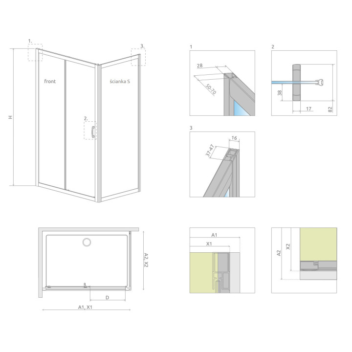 Pevná boční stěna S 100 do kabin prysznicowych Radaway Evo DW, 1000x2000mm, sklo čiré, profil chrom
