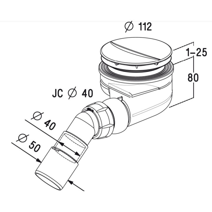 Sifon pro sprchové vaničky Radaway Turboflow TB50, chrom