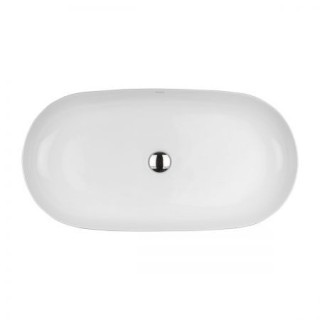 Umyvadlo na postavení na desku Oltens Hamnes, 60x42,5cm, oválný, bez přepadu, povlak SmartClean, bílá