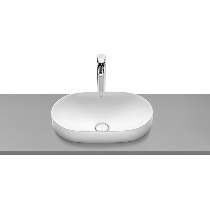 Roca Inspira Round umyvadlo 50x37 cm na desku MaxiClean bílá